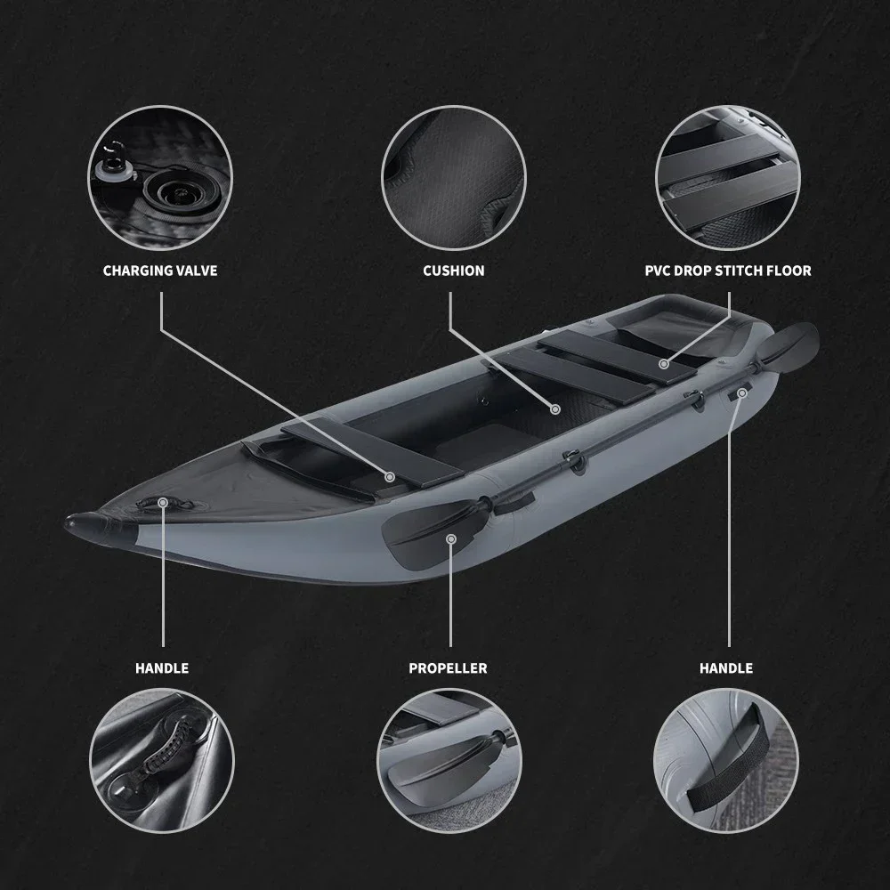 Selected Good Items 2025 Cross-border Inflatable Whitewater Drop Stitch Sit In Pedal Fishing Kayak Boat For 2 Person