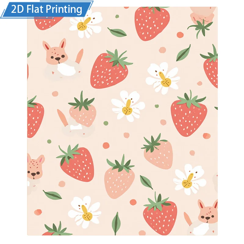1pc Flannel Blanket Cute Strawberry Rabbit Print Blanket Soft Cozy Throw for Kids Room Decor 2D Flat Printing