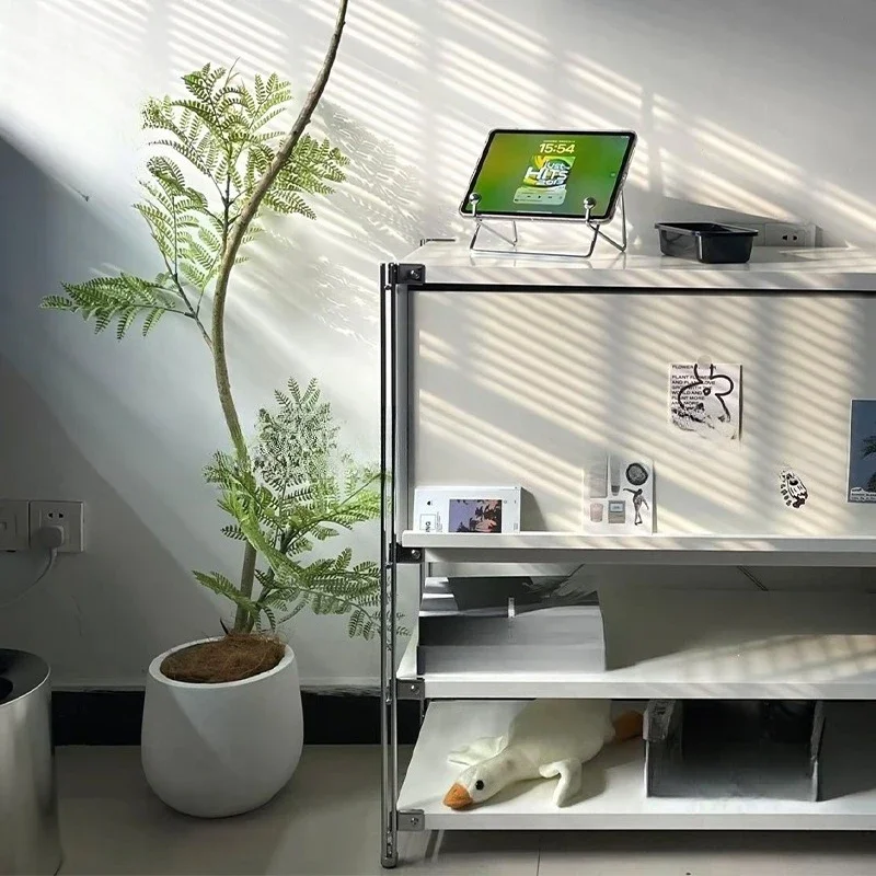Flip door storage cabinet pole, floor magazine cabinet, small apartment sofa side cabinet