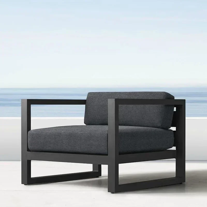 야외 알루미늄 합금 소파 4종 세트, 테라스 정원 바 방수 소파 가구 세트 야외 가구 세트 섹셔널 소파