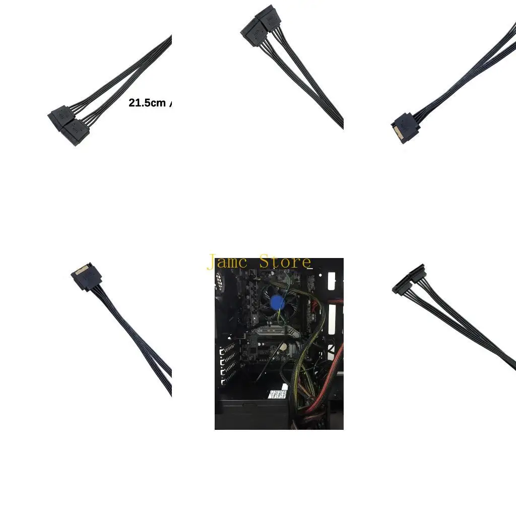 

LX0B 15pin Power Cord 1 to 2 Splitter Cable Double Output Port PVC Shielded Wire for Multiple Storage Devices