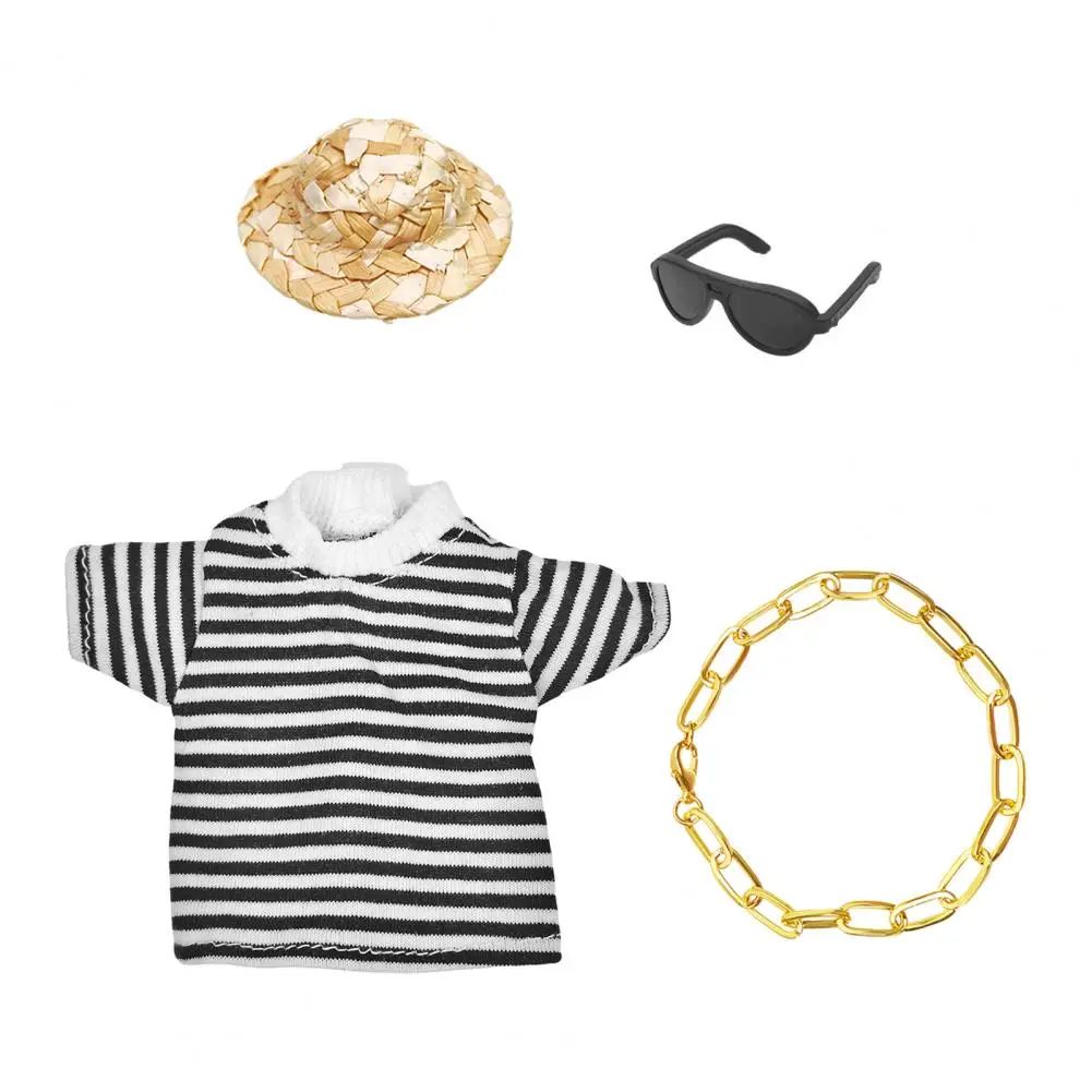 Striped Goose Sweater Porch Goose Outfit Porch Goose Costume Set for 7 Inch Statue Striped Sweater with Straw Hat Sunglasses