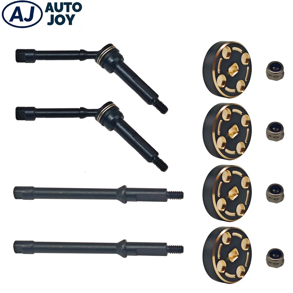AUTO JOY RC1144 Steel +4mm Wide Front CVD And Rear Drive Shaft With Brass Counter Weight and M2 Nut For AXIAL SCX30