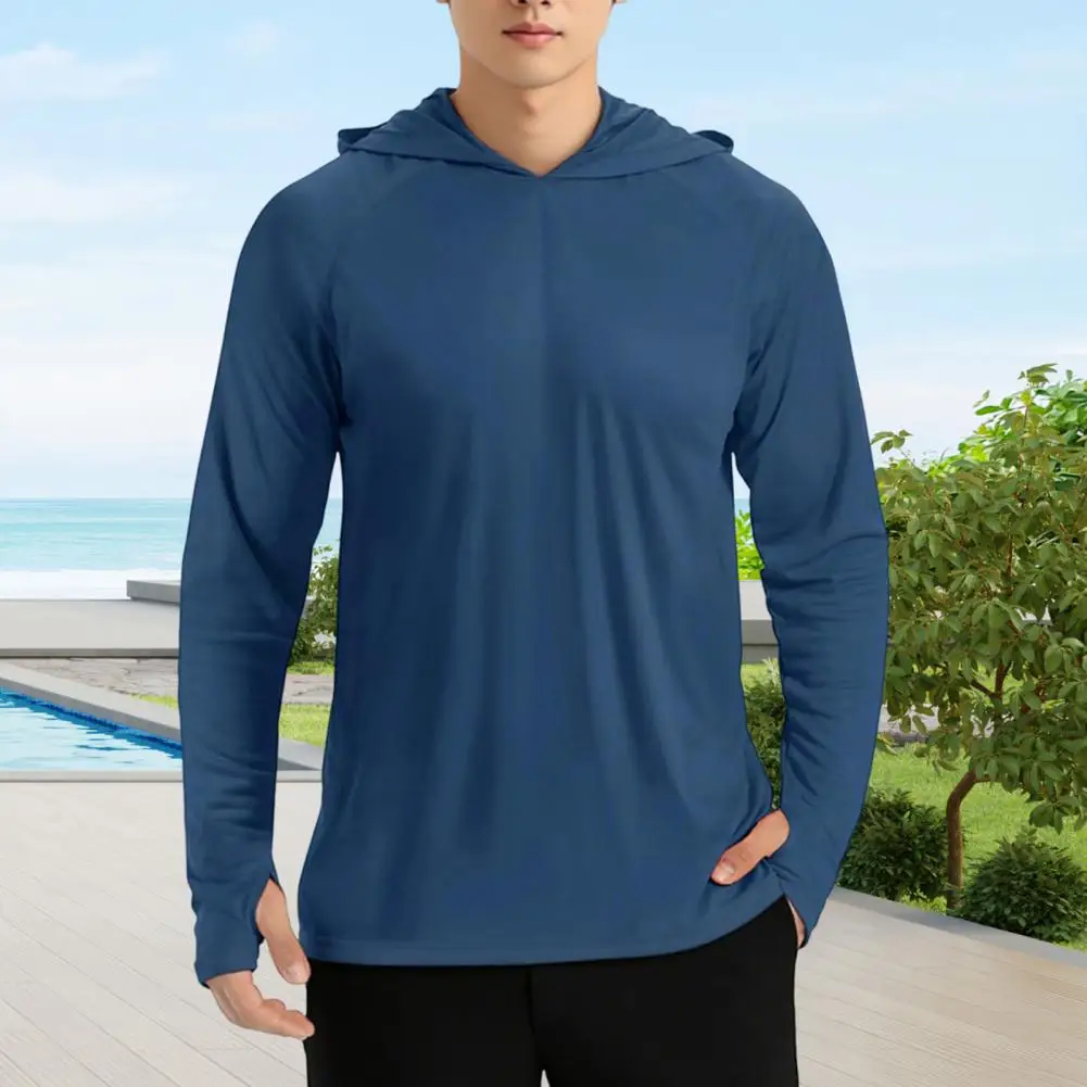 2026 Men Sun Protection Clothing Breathable UV Protection SPF 50 Hooded Long Sleeve Loose Fit Hoodie Quick-Dry Ice Silk Fabric O