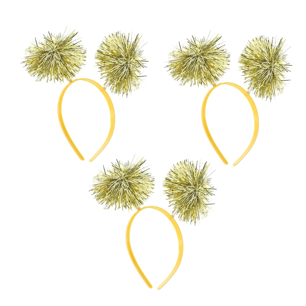 

3Pcs Sparkling Pompom Headbands For Kids Joyful Party Accessories Cute Headdresses For Birthdays And Anniversaries