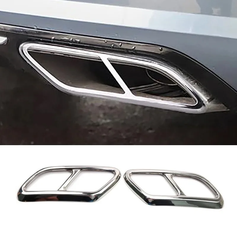 

For Volvo S90 V90 2017-2019 Car Tail Throat Exhaust Pipe Frame Decoration Trim Stainless Steel Stickers Exterior Accessories