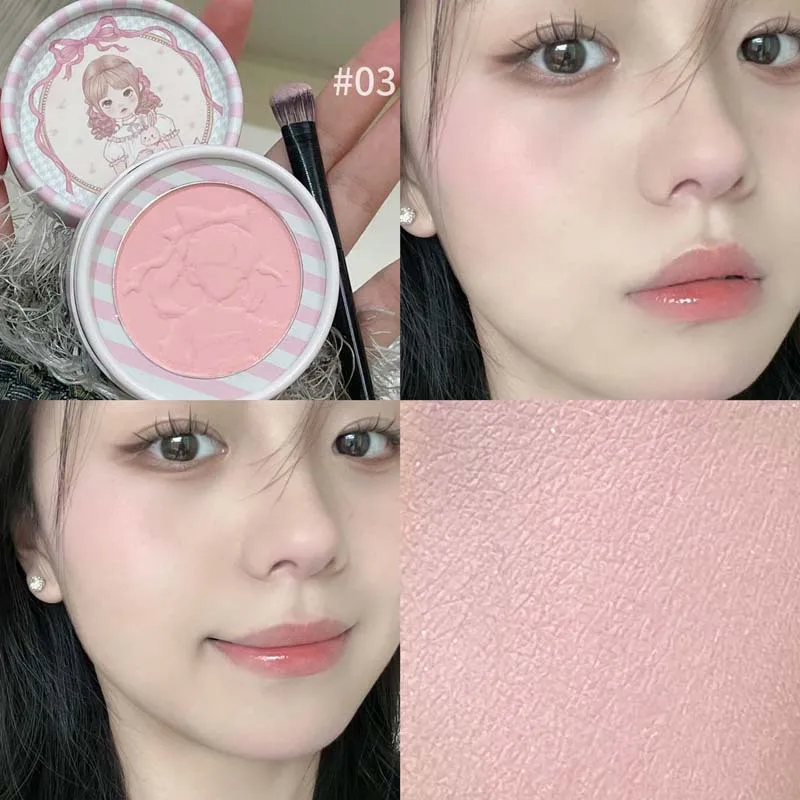 6-Farben matt Relief erröten natürliches Gesicht tragen helle Pflege Rouge Platte Samt koreanischen nicht fliegenden Puder Lidschatten Make-up