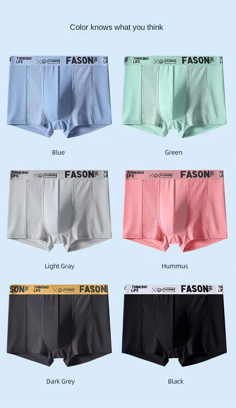 4 stücke Mesh Eis Seide Boxer Shorts männer Unterwäsche FASQM Unterhose Atmungsaktive Sexy Dünne Höschen Bambus Dessous Plus Größe L-6XL – Detail 18