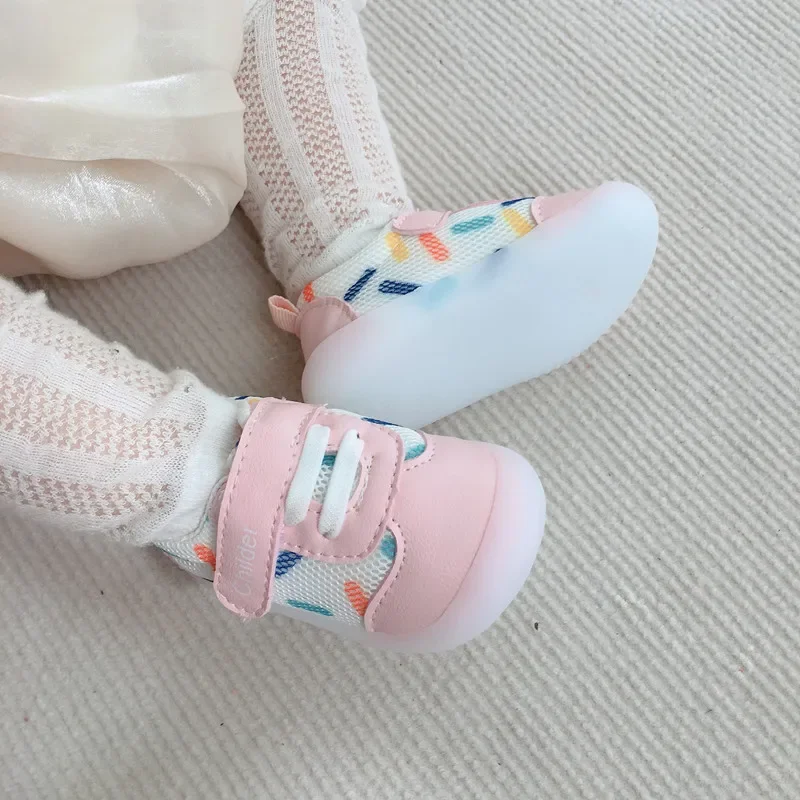 Boys/Girls Baby Walking Shoe 2023 Spring/Autumn New 0-2 Year Old Shoe Soft Sole Mesh Breathable Baby Shoe Nude Shoe Bebê أحذية