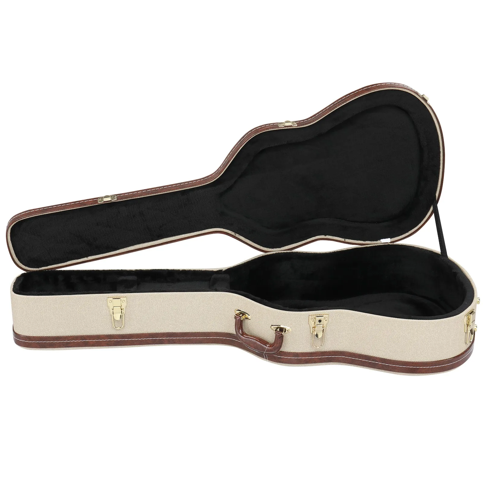 

New 39" Classical Guitar Case Microgroove Wood Hard Shell With Keys Grey