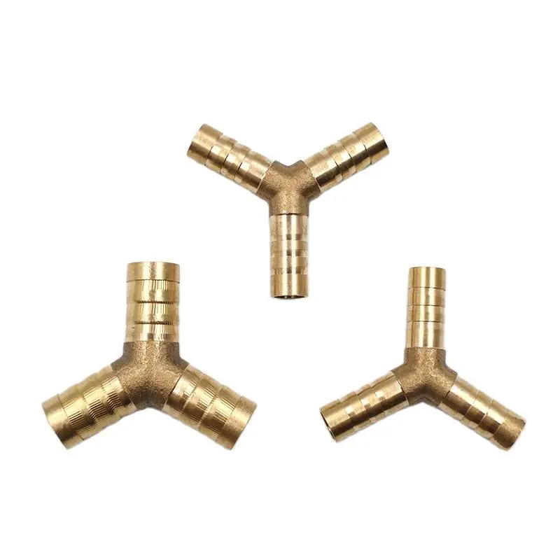 3 WAY Fuel Water Air Pipe TEE CONNECTOR Pneumatic Connect Plug Socket for Air Gas Oil 6-12mm BRASS Y type Hose Joiner Piece