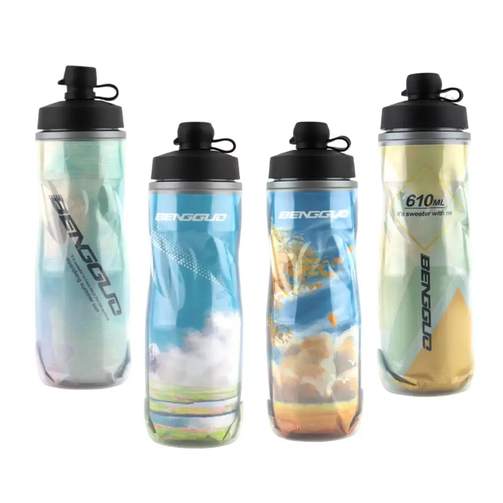 Cycling Water Bottle Insulated 610ml Bicycle Water Bottle with Dustproof Lid for Outdoor Sports Travel Capacity