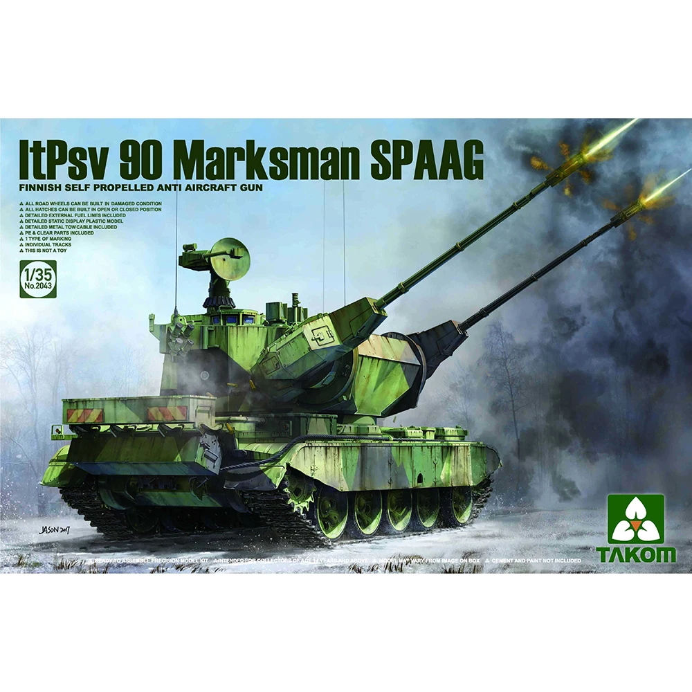 Takom 2043 1/35 ItPsv 90 Marksman Self-propelled anti-aircraft gun Military Hobby Toy Plastic Model Building Assembly Kit Gift