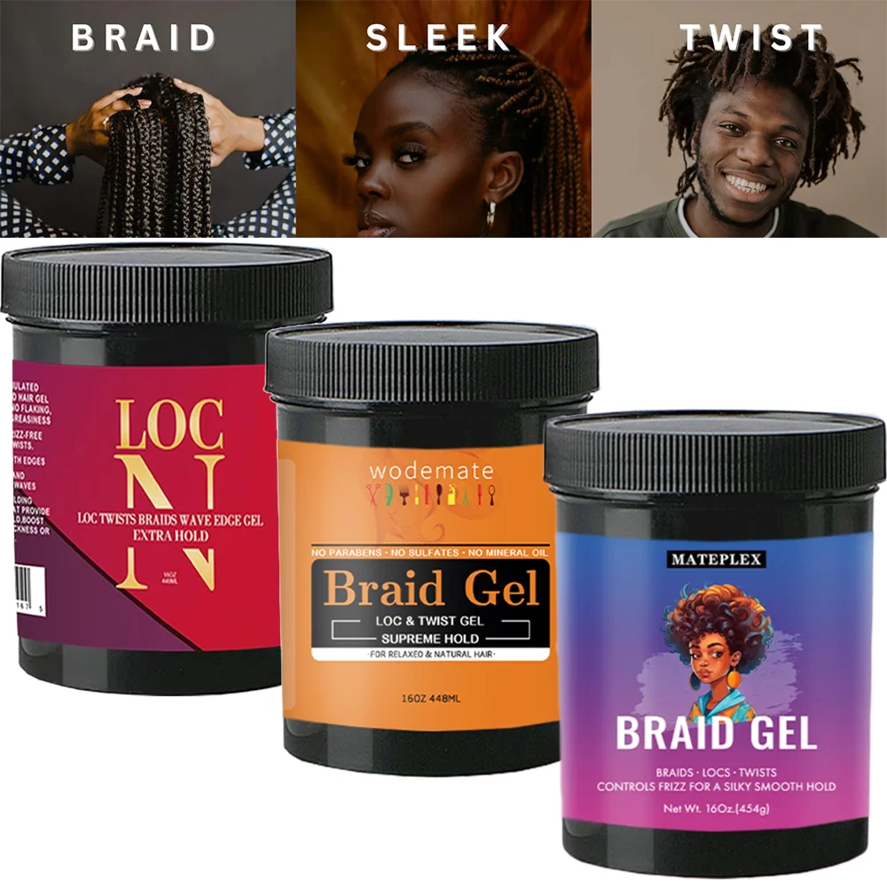 Braid Gel Edges Control Twist Gel Long Lasting Hair Braiding Gel Styling Control Smooth Non-Flaking Twist Styling Loss Wax