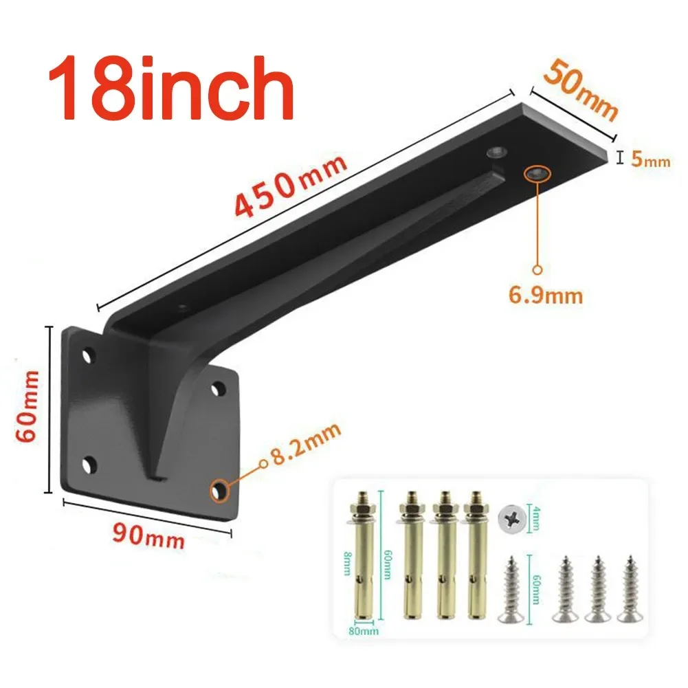 150-500mm Metalen Drijvende Plankbeugel Muurbevestiging Heavy Duty Voor Houten Planken Ondersteuning Zwart Koudgewalst Staal