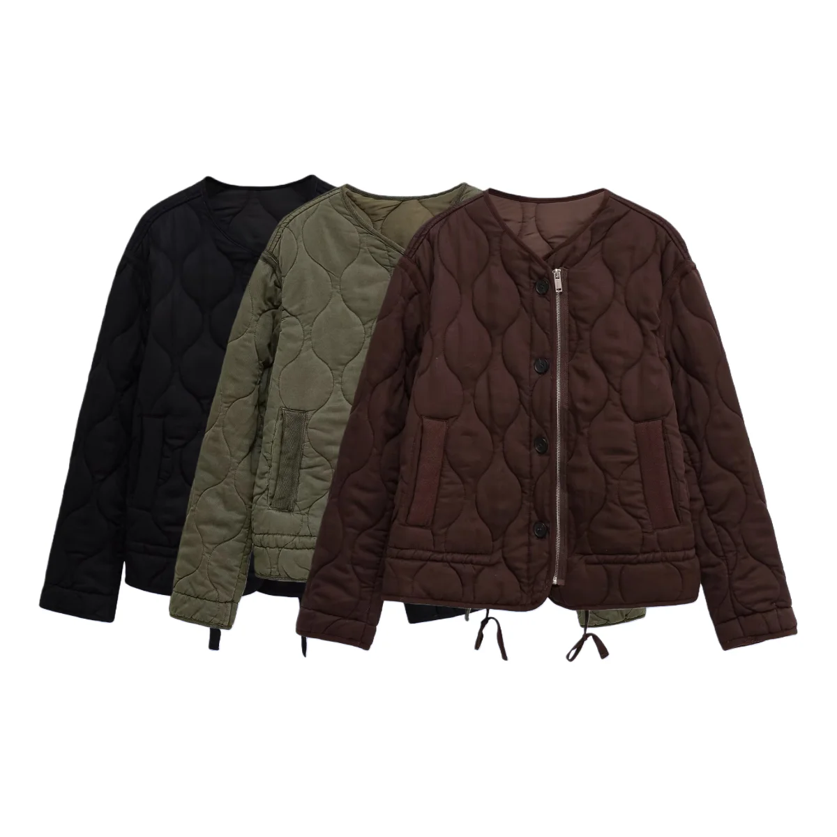 

2025 Winter New Women's Loose Comfortable Casual Fashionable Simple Round Neck Long Sleeve Cotton Jacket