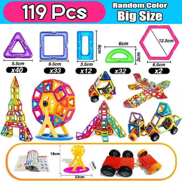 Magneten Speelgoed voor kinderen Big Size Plus Magnetische blokken voor kinderen Designer Constructor Set Speelgoed voor jongens Bouwstenen