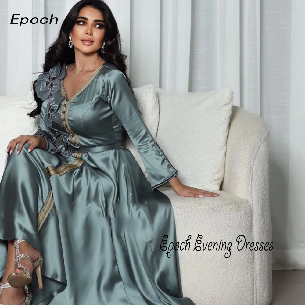 Epoch 2024 Prom Dress muslimexlimah scollo a v elegante Appliques 3D a-line abito da sera per Cocktail Party in stile Arabia per donne Sexy