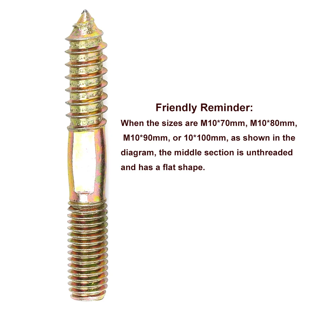 20-2PCS M4 M5 M6 M8 M10 Zinc-Plated Self-Tapping Screws Double-Ended Sharp Tip Furniture Connectors Extended Woodworking Screws