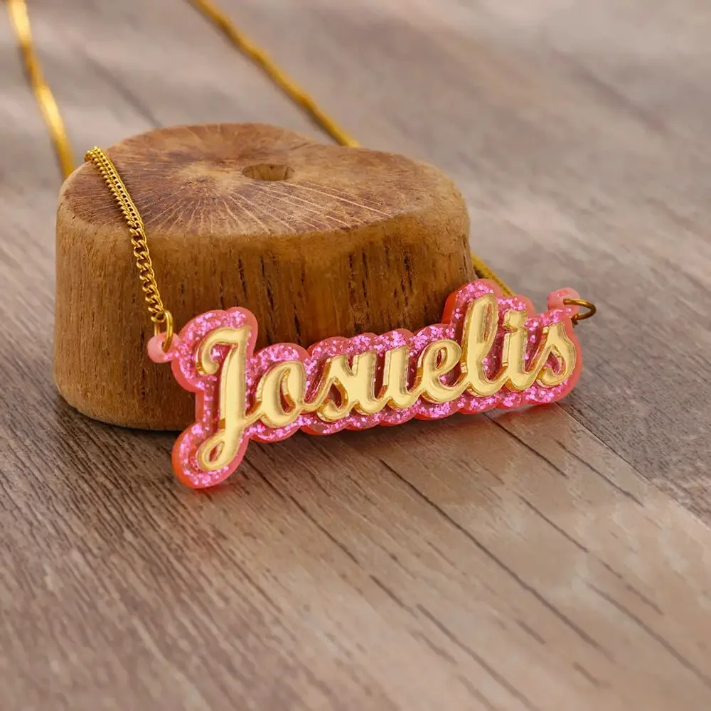 

Custom Name Acrylic Necklace For Women Gold Color Stainless Steel Necklace Personalized Nameplate Jewelry Gifts