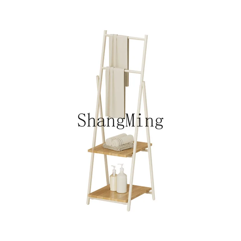 

CL towel wash toilet floor storage drying rack multi-layer iron wood bathroom rack simple furniture