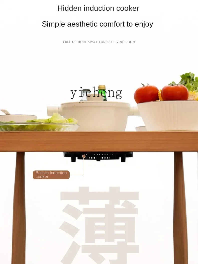 TQH6.4  rock slab dining table household living room light luxury simple modern induction cooker small table and chairs