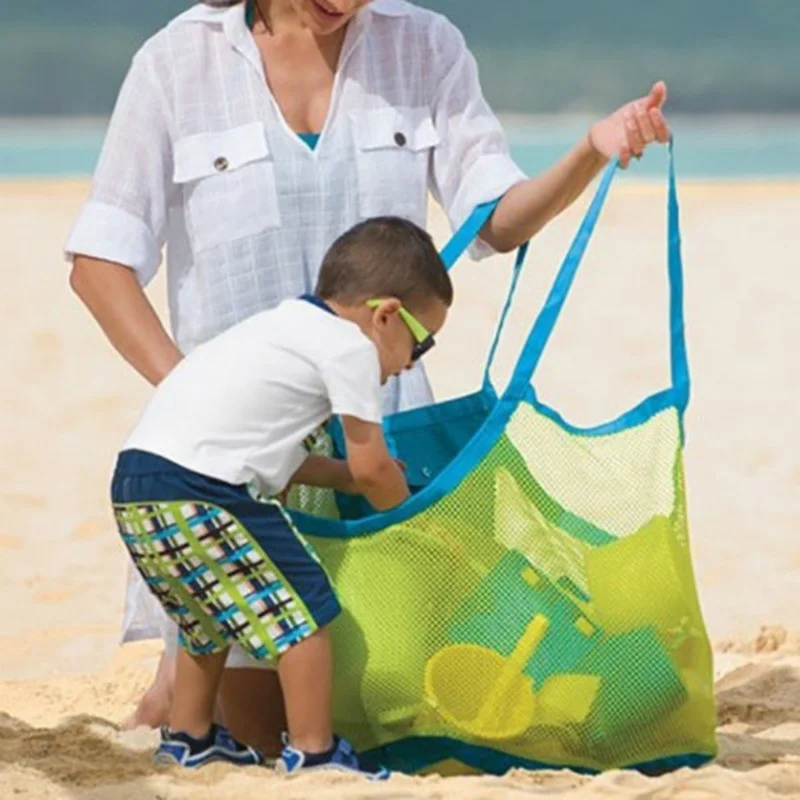 Children Sand Away Protable Mesh Bag Kids Beach Toys Clothes Towel Bag Baby Toy Storage Sundries Bags Women Cosmetic Makeup Bags