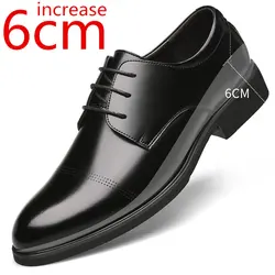 Hoogte Toenemende Schoenen Mannen Hogere Lift 6CM Onzichtbare Binnenzool voor Dagelijks Heren Verhoog Verhoogde Bruiloft Oxfords Kantoor Mannelijke