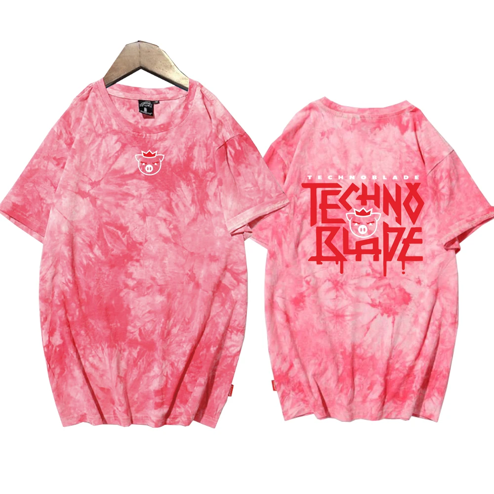 Hot Technoblade Dream Smp Print Tie Dye T Shirt Man Woman T Shirts Short Sleeve Tees Shirts for Men Women