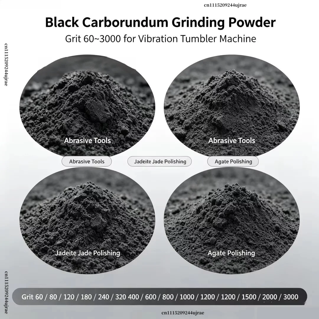 Black Carborundum Grinding Grit60~3000 Black Silicon Carbide Abrasive For Vibration Tumbler Machine Jadeite Jade Agate Gemstone