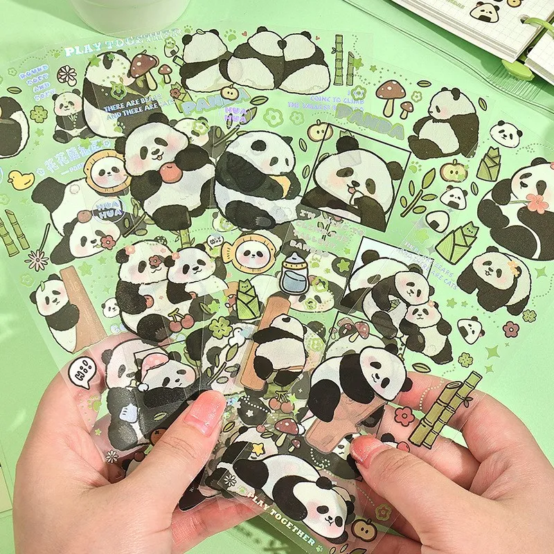 Panda Aesthetic Cute Cartoon Label Self-Adhesive Stickers For Christmas Halloween Party Decoration Scrapbooking Envelopes