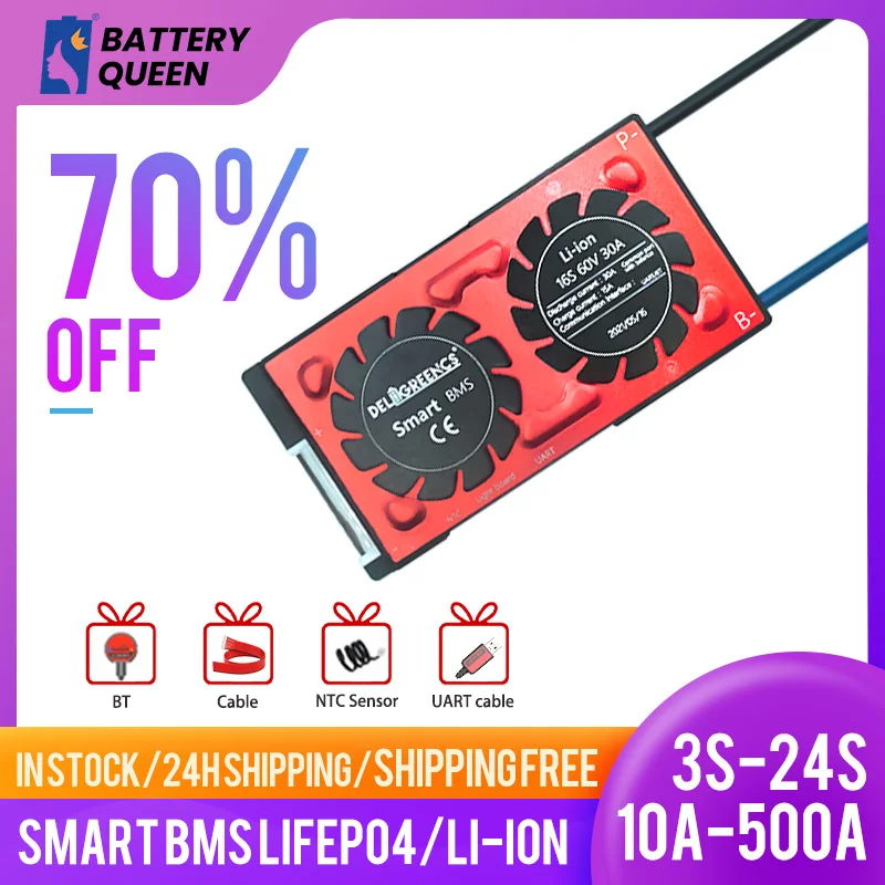 

Smart BMS Li-ion/Lifepo4 7S 10S 12S 14S 15S 16S 30A 40A 60A 80A Balance With Bluetooth APP Uart Temper