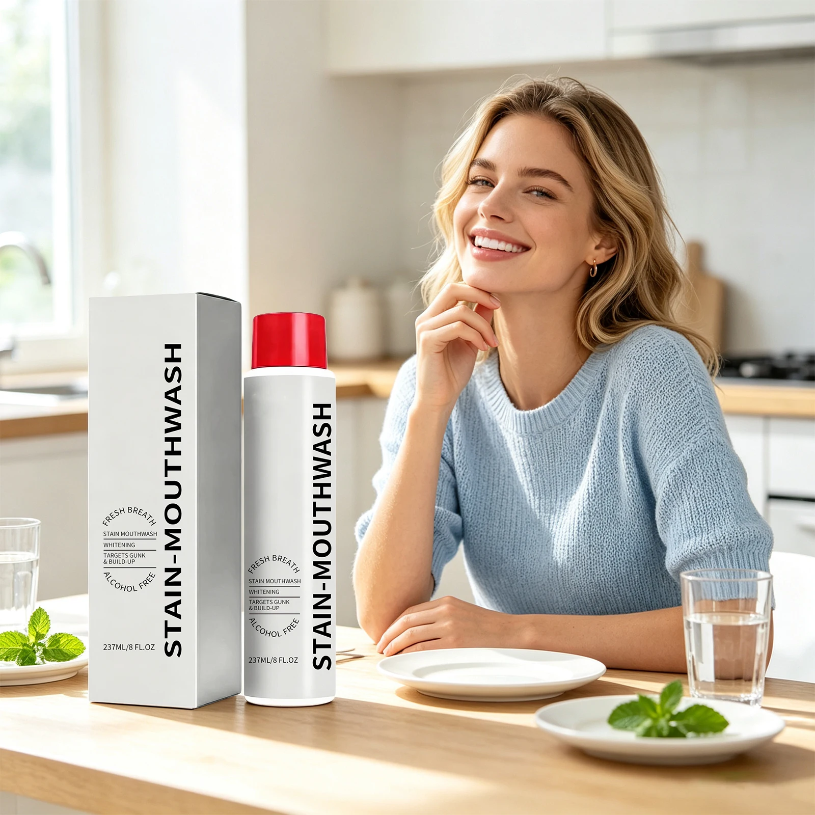 Teeth Whitening Mouthwash Remove Bad Odor Fresh Breath Yellow Stains Removal Protect Gum Reduce Tartar Build Up Mild Oral Care
