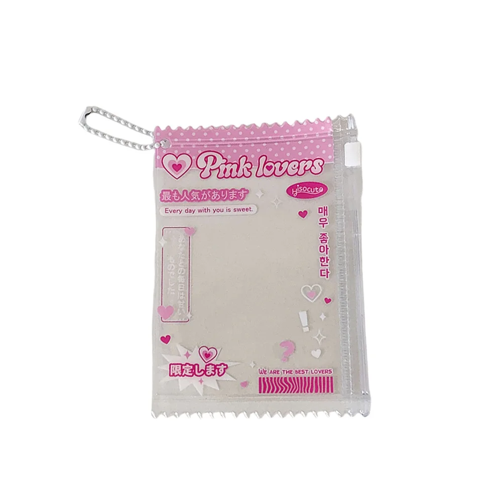 Girls Clear Zipper 3‑Inch Photocard Holder Badge Charm Storage Pouch Student Portable Card Bag