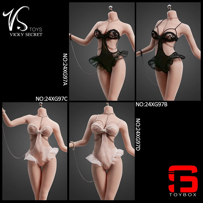 VSTOYS 24XG97 1/6 Lace Lingerie Jumpsuit Underwear Chest Chain Clothes Model Fit 12'' Female Soldier Seamless Body