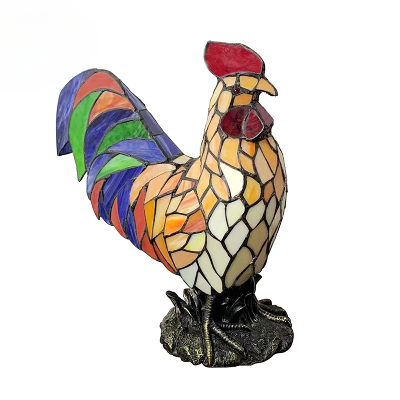 Night Rooster Desk Tabletop Ornament Decorative Night Lamp Glass Animal Creative Desk Lamp