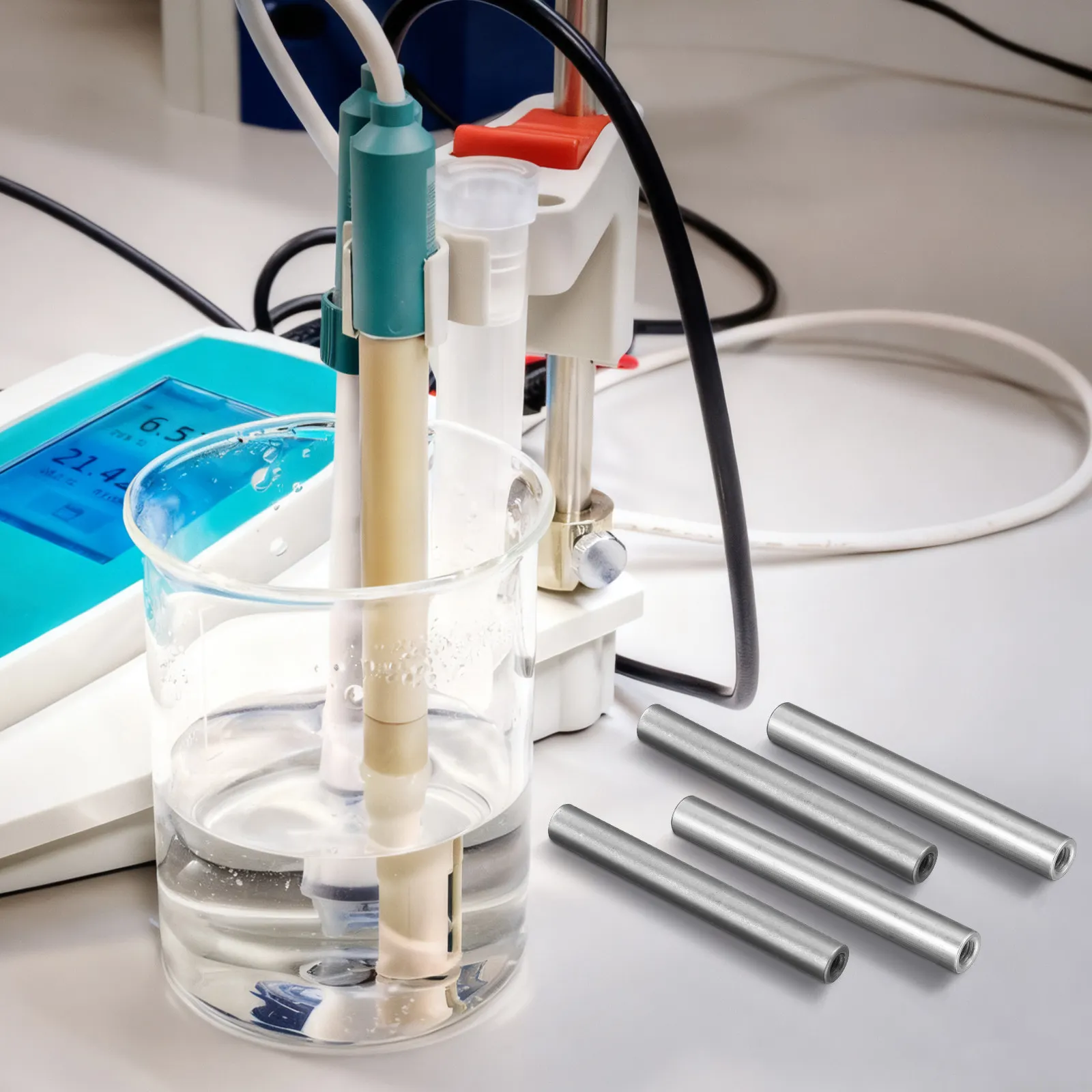 

4Pcs Electrolyzer Rods Iron Aluminum Suitable for Water Purification Electrolysis Experiments Precision Electrolyzer Parts