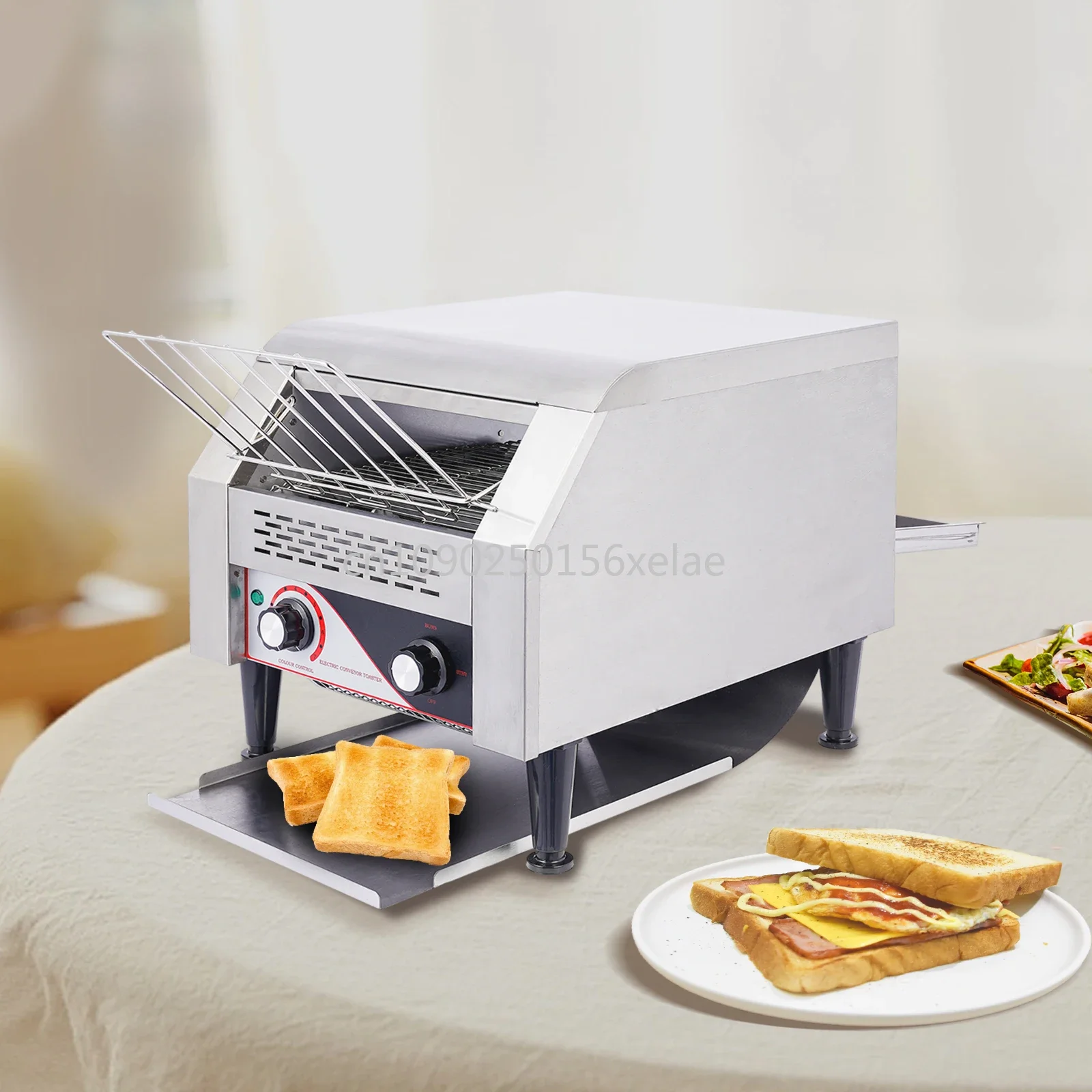 1.9KW Commercial Toaster Stainless Steel Restaurant Toaster Heavy-Duty Conveyor Bagel Toasters Oven US For Buffet 110V 300Pcs/H