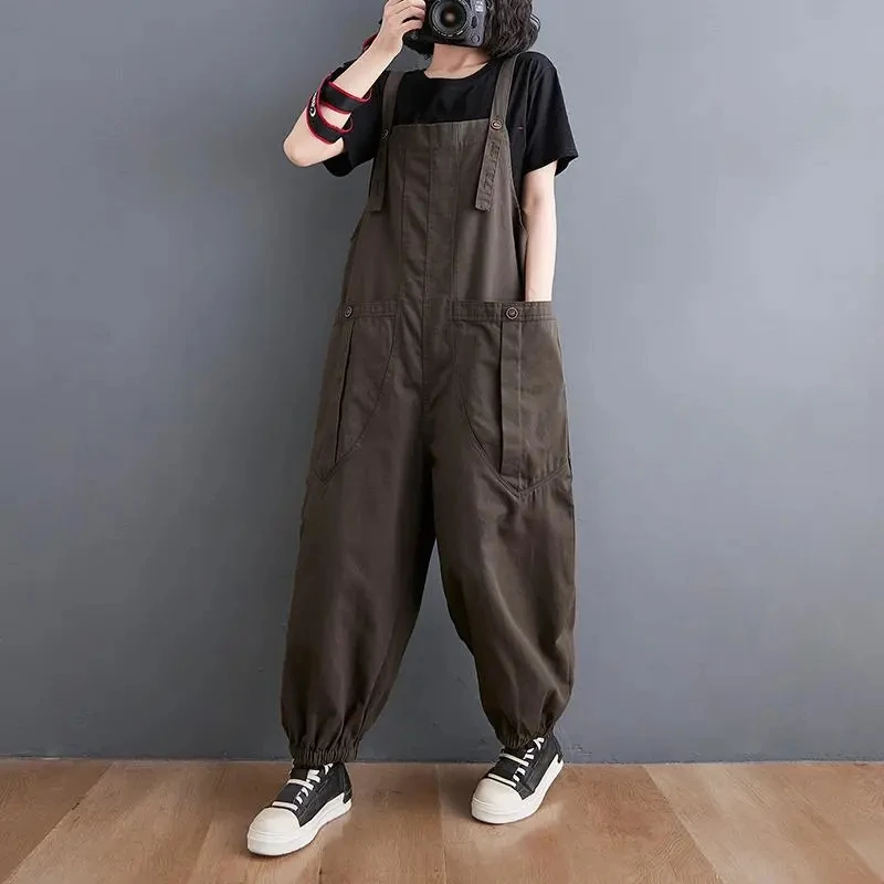 Loose Casual Overalls Women's 2026 Summer New Loose Korean version Student Workwear Harem Pants Ladies Large pocket Jumpsuit view 4