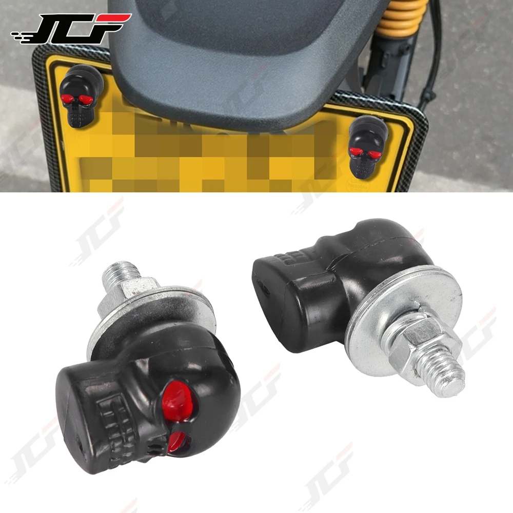 2Pcs 6mm Skull License Plate Frame Bolts Screw Nuts Fastener For Harley Honda Suzuki Motorcycle