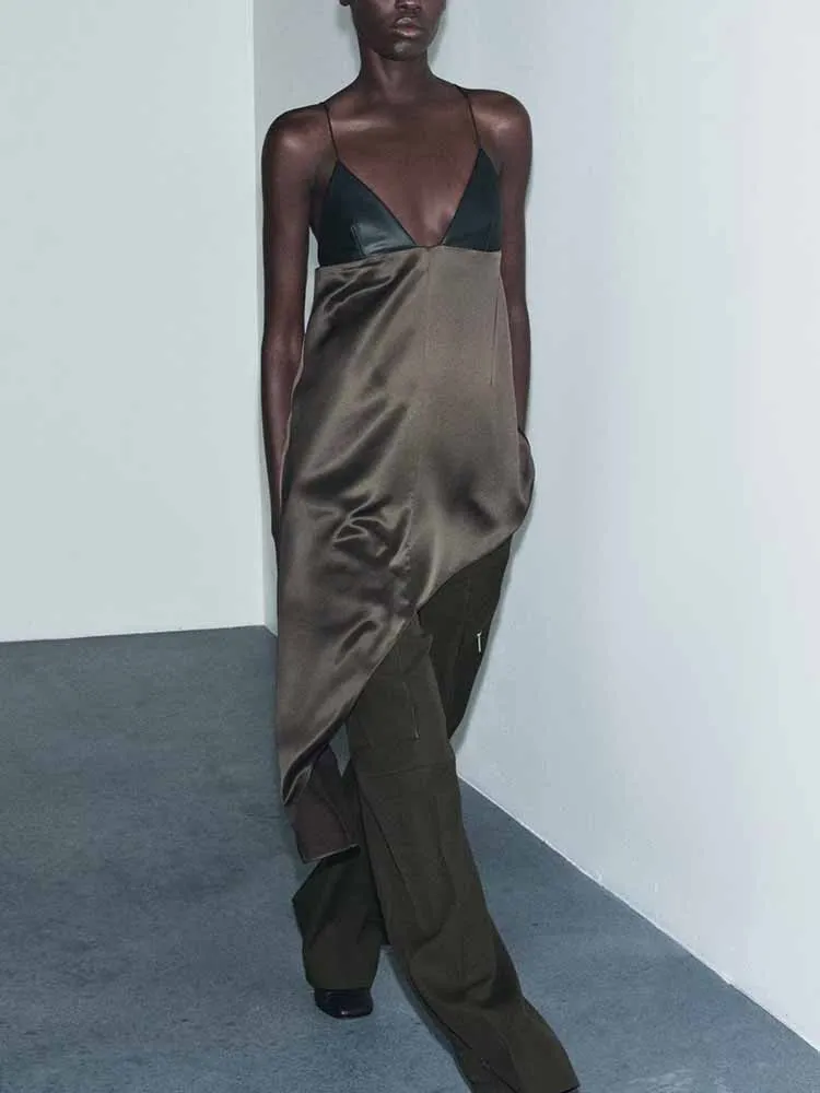 Neuzugänge im europäischen und amerikanischen Winterstil, modisches Damenbekleidungsdesign, asymmetrisches Patchwork-Oberteil mit Leibchen