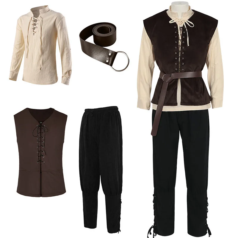 New Medieval Civilian Costume European Colonial Pauper Cosplay Costume