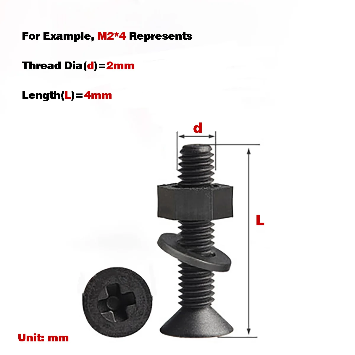 

Black / White Nylon Countersunk / Flat Head Screw Nut Gasket Set M2-M8