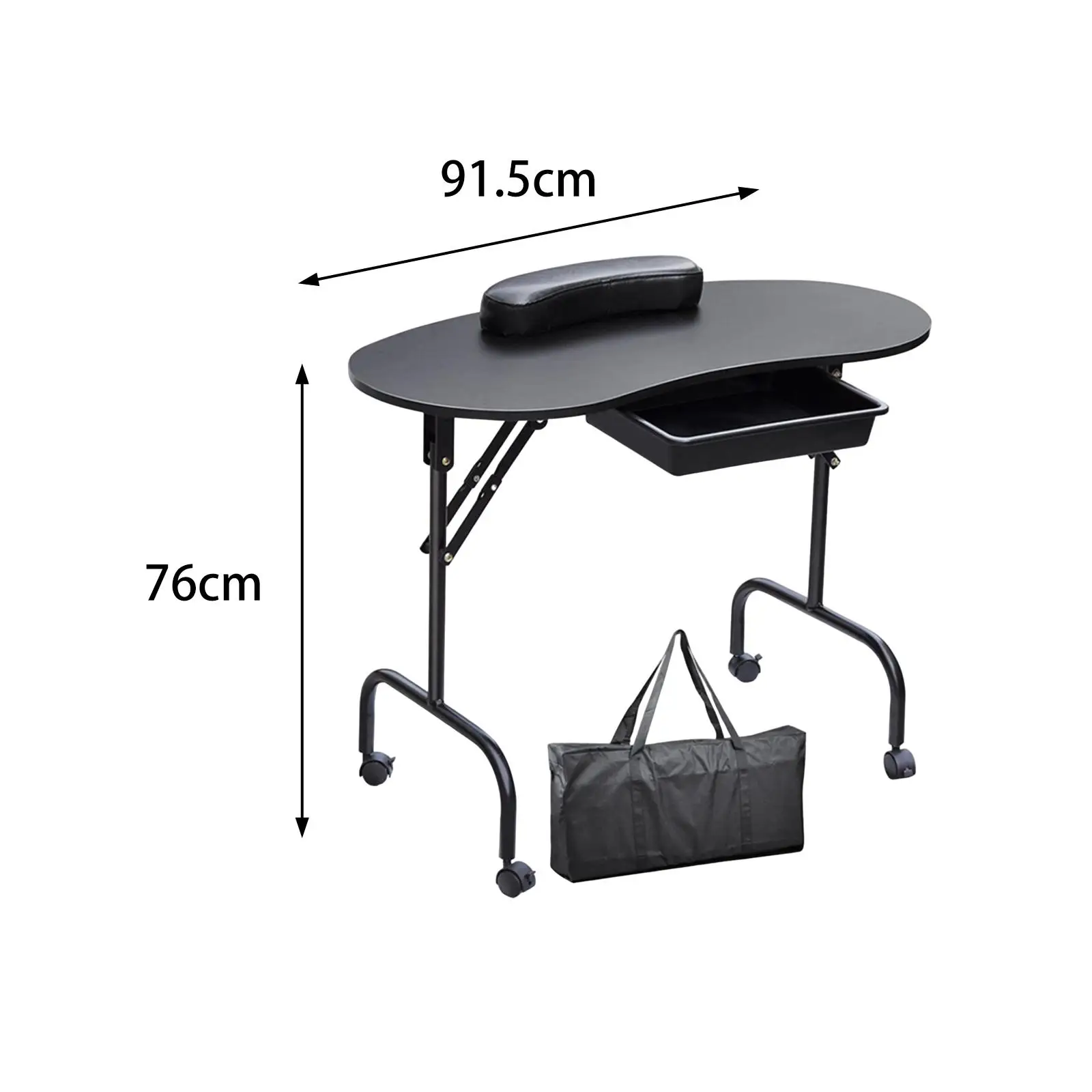 Portable Manicure Nail Table with Carry Bag Organizer with Wheels with Large Drawer for Workstation Salon Manicure Home Nail Art