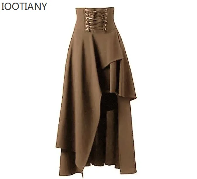 2024  Medieval Renaissance Gothic Steampunk Clothes Pirate Cosplay Costumes Halloween Carnival Vintage Dress Up Hem Maxi Skirt