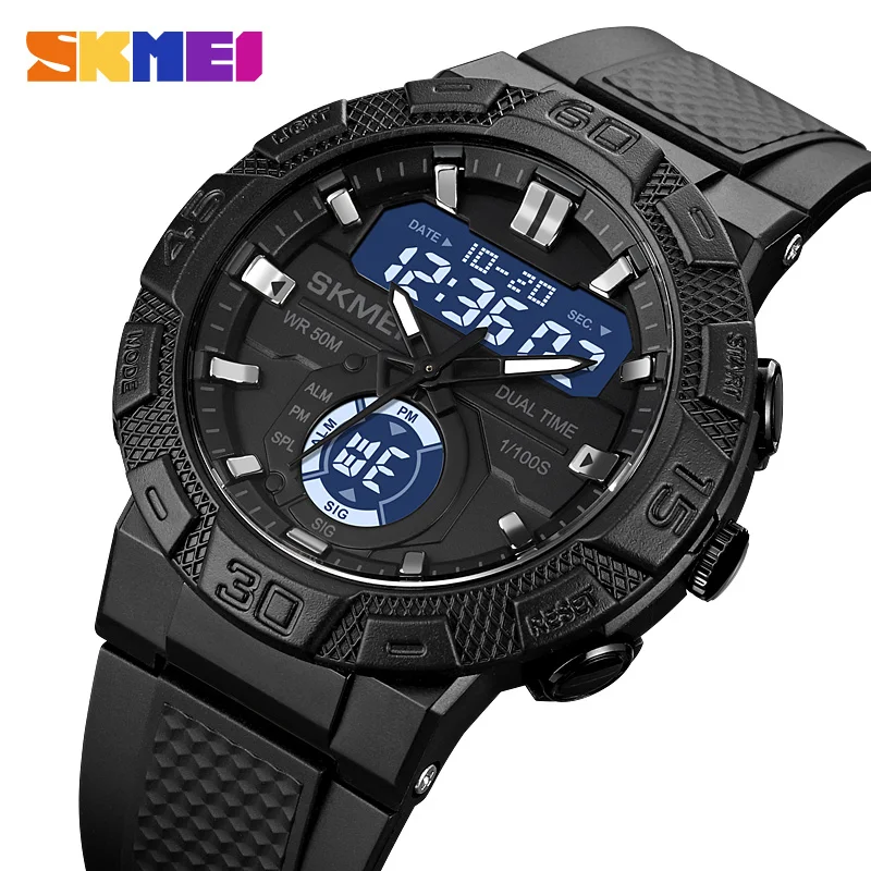 SKMEI Top Brand Sport Mens Watch Luxury Dual Time Stopwatch Wateproof Wristwatch Original Digital Watches Led Light Alarm Clock