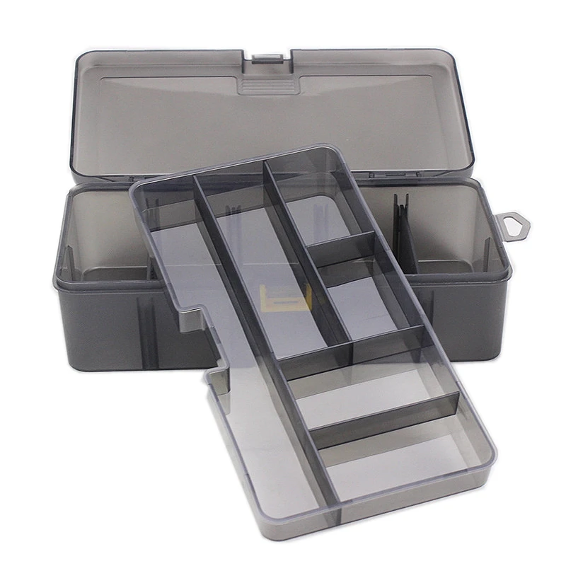 

Dual Layer Multifunctional Fishing Lure Hooks Tools Box Durable Plastic Fishing Tackle Box