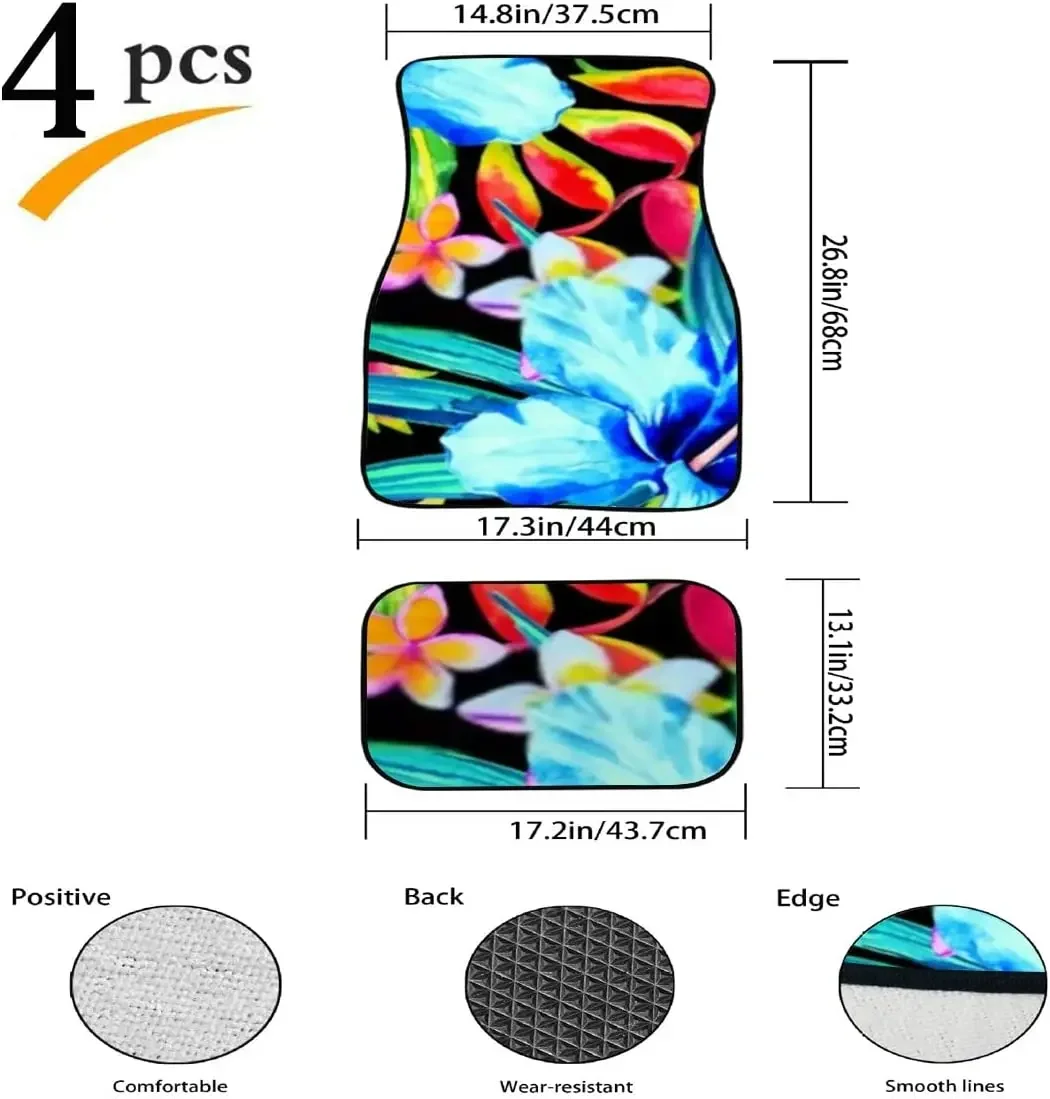 Car Floor Mats Dark Tropical Painted Artistic Print Design Carpet Car SUV Truck Floor Mats 4 Pcs, Truck Floor Mats