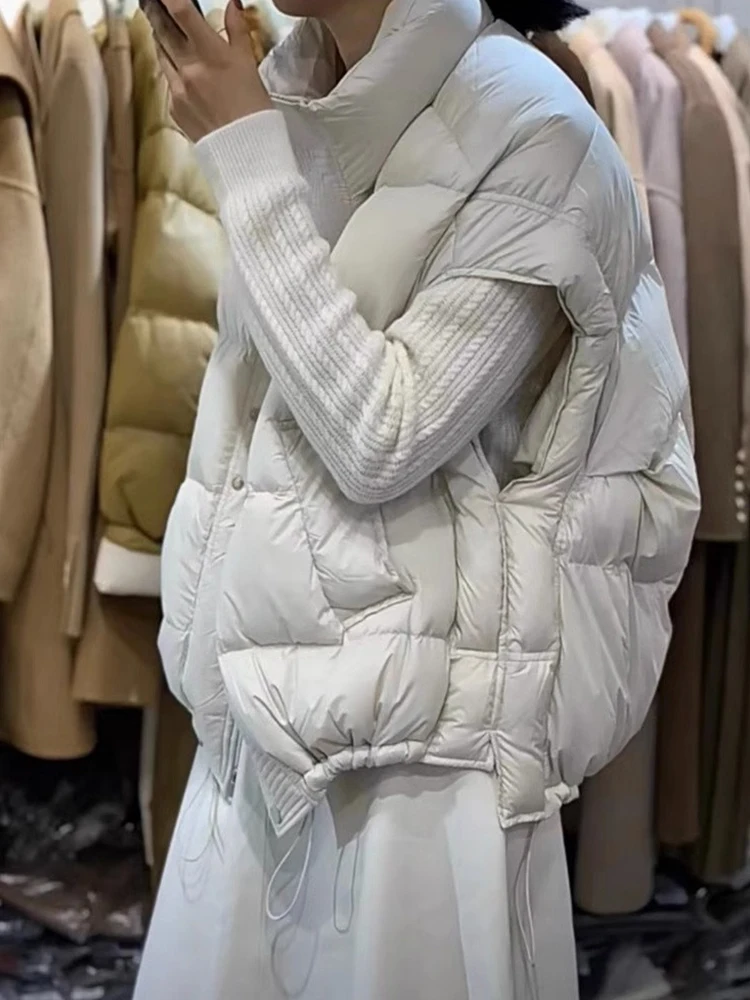 Casual ort Stehkragen unten Baumwolle Weste Lose Abnehmen Vielseitige ort Oberbekleidung Layering Eleganz Damen Top