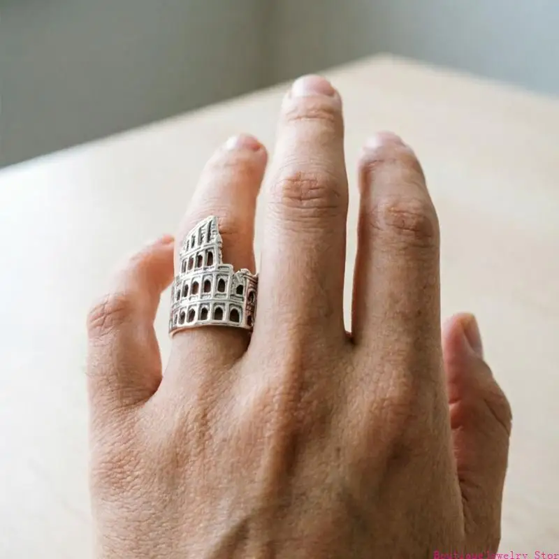 E1PE Historical Roman Colosseums Themed Stackable Ring Accessories Distinctive Jewelry Decoration For Men And Women